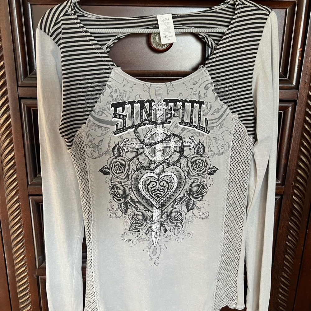 Sinful Grey Long Sleeve Open Back